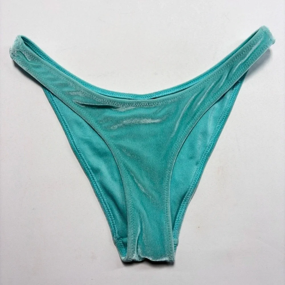 Triangl Velvet Bikini Bottoms XS Aqua Teal Swim Bottoms Top